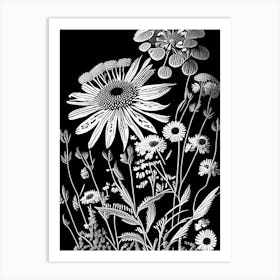 Sneezeweed Wildflower Linocut 2 Art Print
