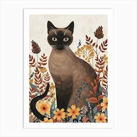 Burmese Cat Japanese Illustration 3 Art Print