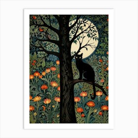 Cat In A Tree Style William Morris 1 Art Print