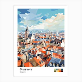 Brussels, Belgium, Geometric Illustration 3 Poster Art Print