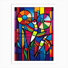 Hummingbirds Abstract Pop Art 3 Art Print