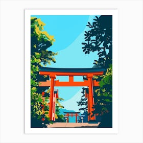 Fushimi Inari Taisha Kyoto Colourful Illustration Art Print