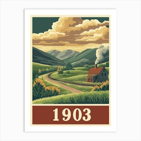 Aihrgdesign A Retro Poster Of A Peaceful 1903 Countryside Fea 032c2568 608e 44d1 87b6 1e714162e854 3 Art Print