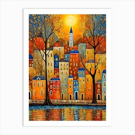 Riverside houses 1 Art Print