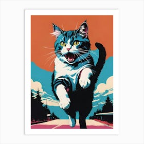 Cat Running Art Print