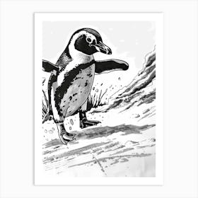 African Penguin Sliding On Ice 4 Art Print