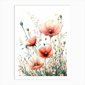 Watercolor Poppies 2 Art Print