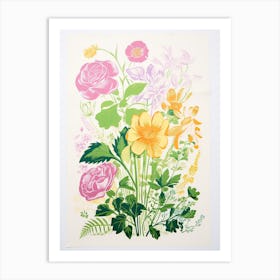 Colourful Flower Still Life Risograph Style 19 Art Print