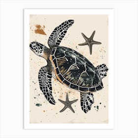 Vintage Sea Turtle & Starfish  1 Art Print