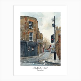 Islington London Borough   Street Watercolour 4 Poster Art Print