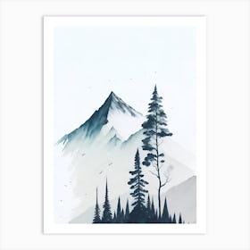 Mountain And Forest In Minimalist Watercolor Vertical Composition 148 Art Print
