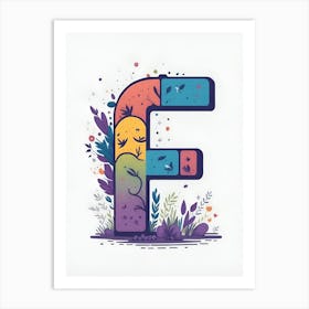 Colorful Letter F Illustration 10 Art Print