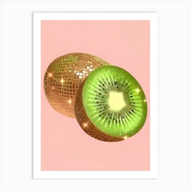 Disco Ball Kiwi Pink Disco Poster Trendy Art Food Kitchen Art Print