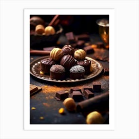 Chocolates On A Plate sweet food Art Print