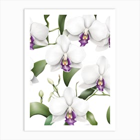 Seamless Pattern Of Orchids Art Print