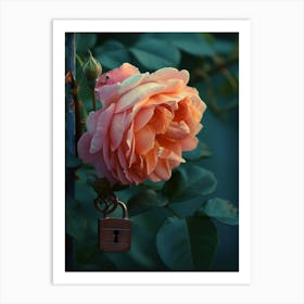 English Roses Painting Rose With A Lock 2 Art Print