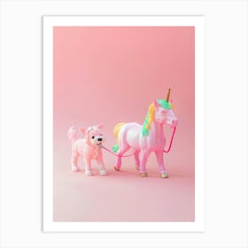 Toy Pastel Unicorn Walking A Dog 1 Art Print