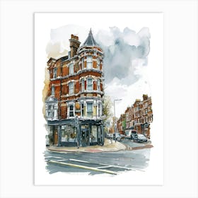 Wandsworth London Borough   Street Watercolour 3 Art Print
