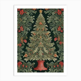 William Morris Style Christmas Tree Art Print