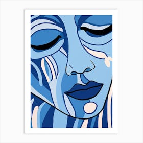 Blue Face 3 Art Print