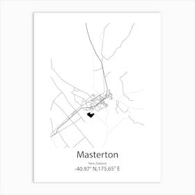 Masterton,New Zealand Minimalist Map Art Print