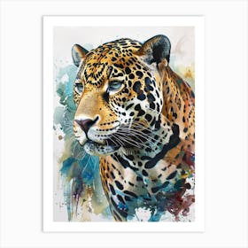 Jaguar Pastel Watercolour 1 Affiche