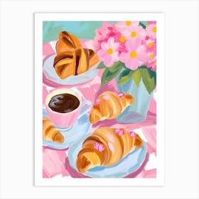 coffee and croissants Art Print