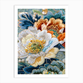 Embroidered Flowers 5 Art Print