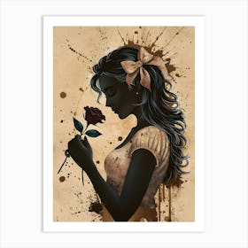 Black Girl With Rose Art Print