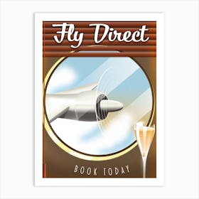 Fly Direct Book Today Retro flight  Art Print