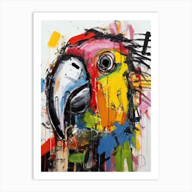 Parrot Graffiti Poetry: Neo-Expressionist Delight Art Print