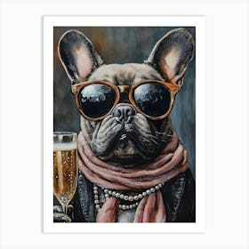 Whimsical Frenchies At The Bar 4 Art Print