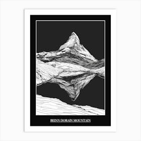 Beinn Dorain Mountain Line Drawing 4 Poster Art Print