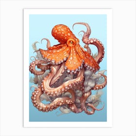 Common Octopus Illustration 6 Art Print