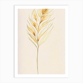 Wheat Leaf Minimalist Watercolour 2 Art Print