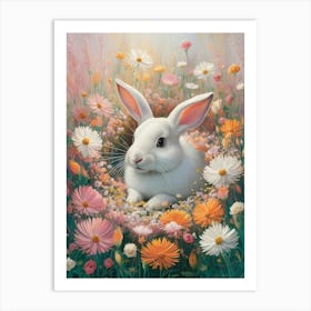 Bunny In Flowers Art Print