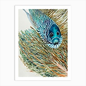 Quillfish Vintage Graphic Watercolour Art Print