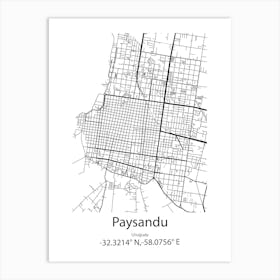 Paysandu,Uruguay Minimalist Map Art Print