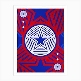 Geometric Abstract Glyph in White on Red and Blue Array n.0003 Art Print