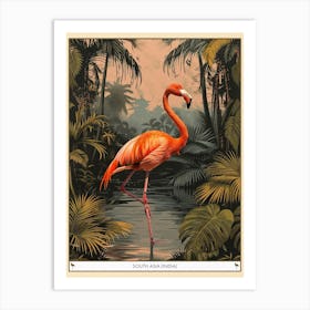Greater Flamingo South Asia India Tropical Illustration 2 Poster Art Print