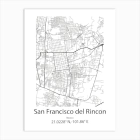 San Francisco De Los Romo,Mexico Minimalist Map Art Print