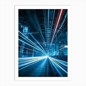 A Dynamic Scene Encapsulating The Essence Of Cybersecurity And Telecommunications Featuring A High (1) Art Print