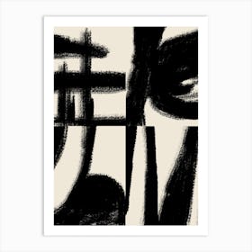 Japandi Minimalist Abstract Brushstrokes Art Art Print