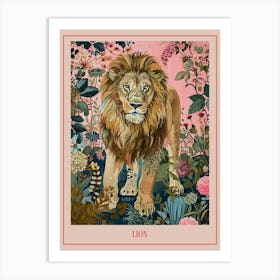 Floral Animal Painting Lion 2 Poster Art Print