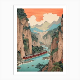 Kurobe Gorge, Japan Vintage Travel Art 1 Art Print