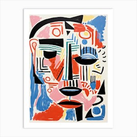 Colourful Gouache Inspired Face 4 Art Print