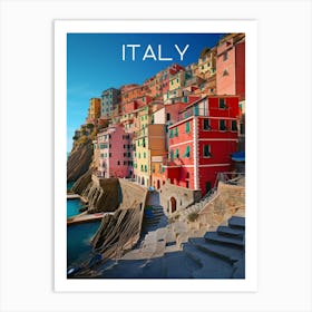 Colourful Italy Cinque Terre travel poster Art Print Art Print