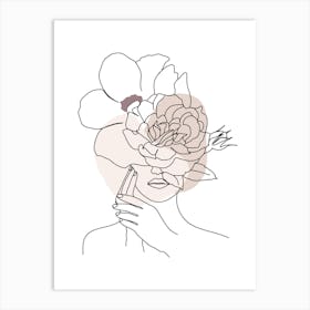 Illustration Of A Woman Holding Flowers Art Print