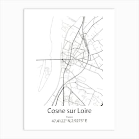 Cosne Sur Loire,France Minimalist Map Art Print