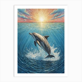 Dolphin Leaping At Sunset 1 Art Print